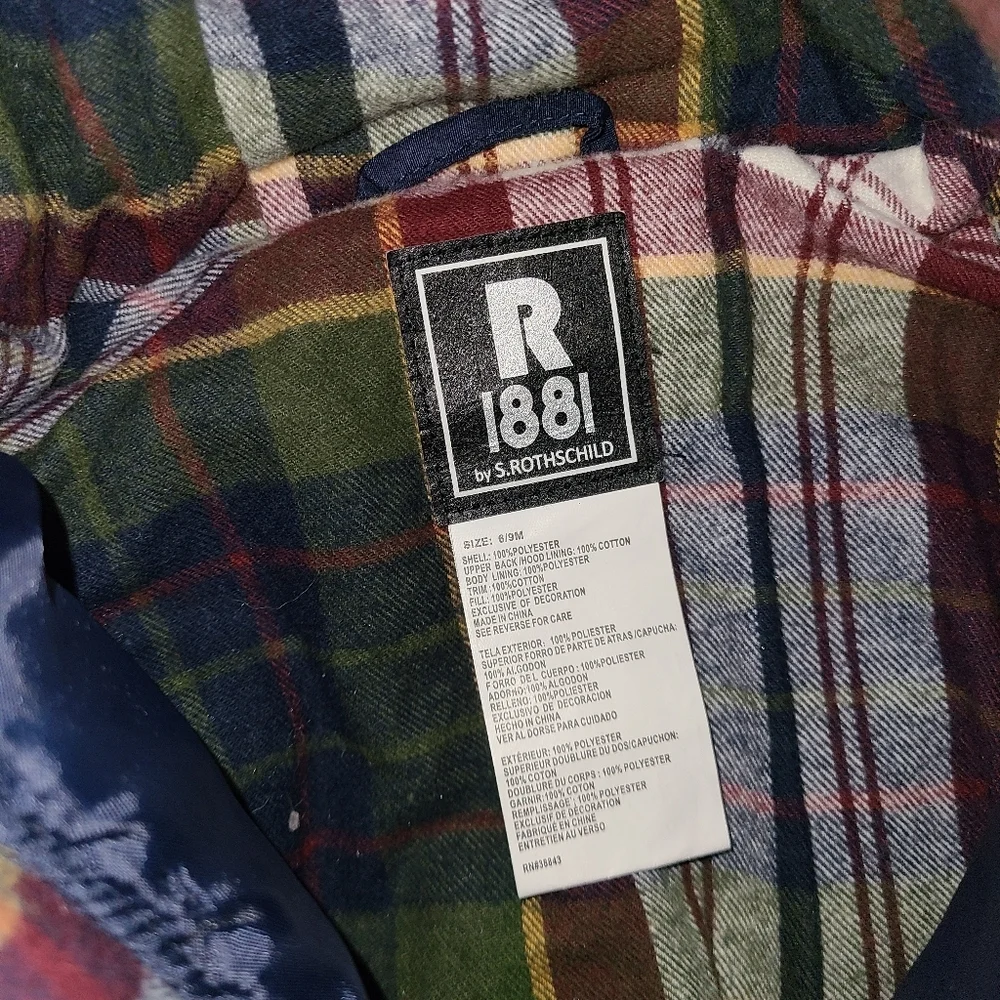 Rothschild Snowsuit 6/9M‎ Infant Winter Suit Navy Blue lined Flannel hood